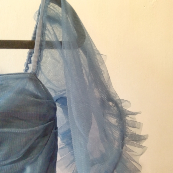 Ruffles Tulle Ball Gowns Off Shoulder Dresses 2024 Long Strapless Navy Blue - Picture 9 of 11